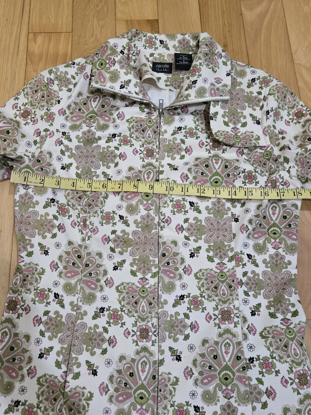 Vtg Nicole Miller Floral Paisley Trench Coat